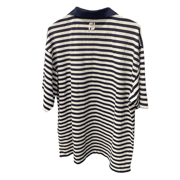 FOOTJOY MENS GOLD SHIRT  Blue and White Striped Polo ATHELTIC TOP wicking shirt - Picture 8 of 8